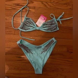 Beaded blue bikini from Oceanus